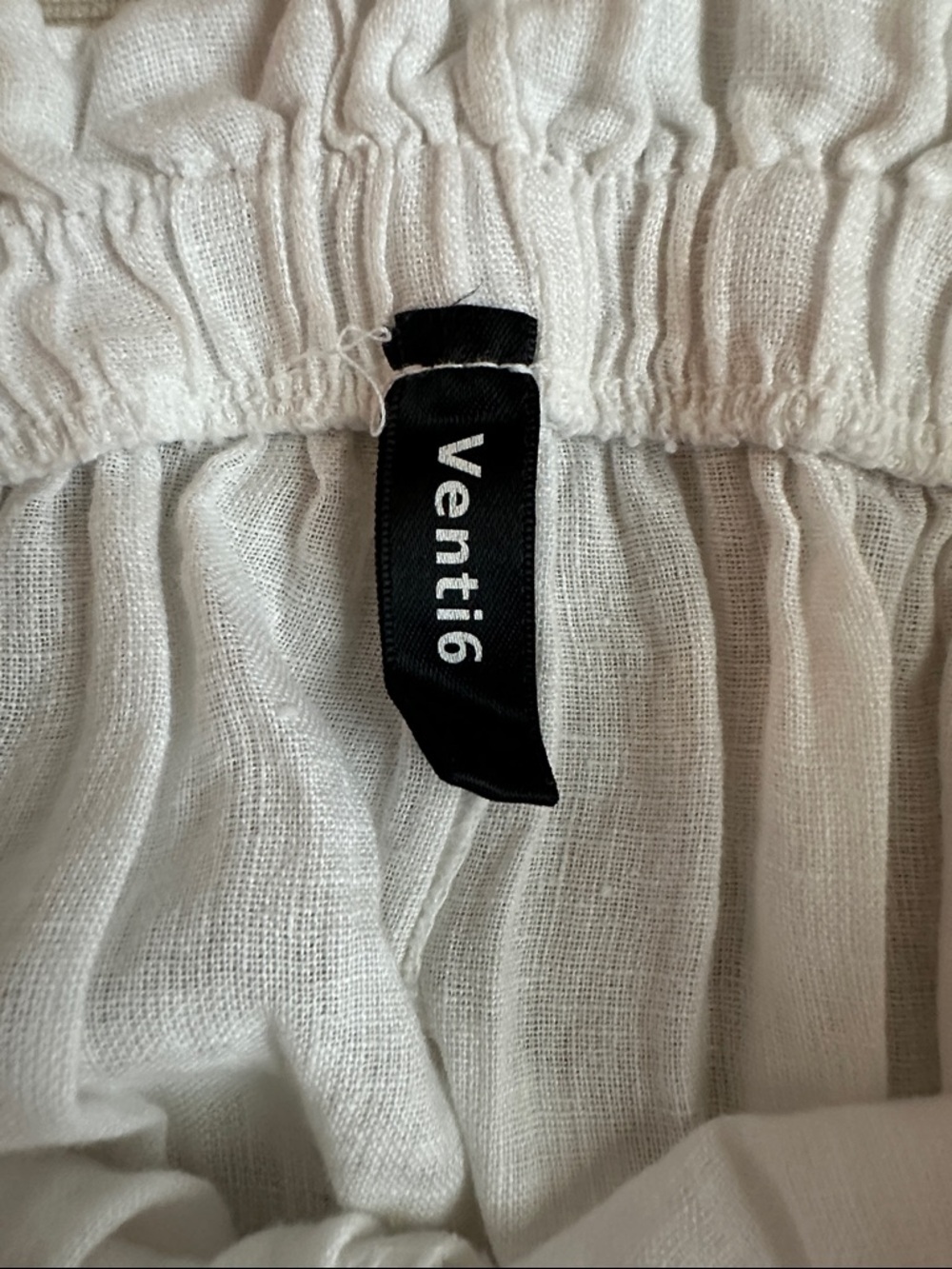 Women’s White Linen Elastic Waist Flowy Pants - Picture 7 of 7